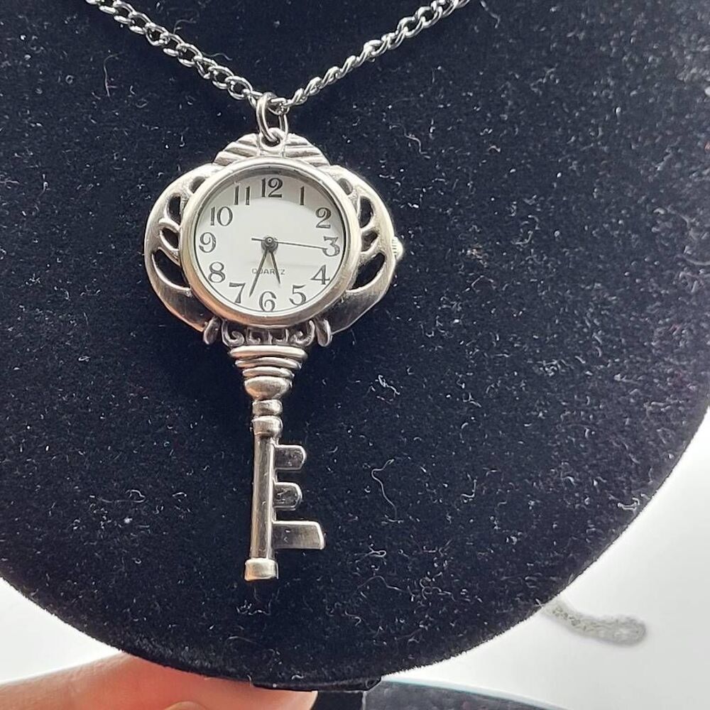 Steampunk Key Shaped Watch Pendant Necklace